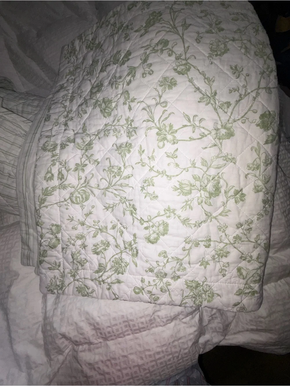 Like new Laura Ashley 3pc King Floral botanical Reversible 100% Cotton Quilt Set